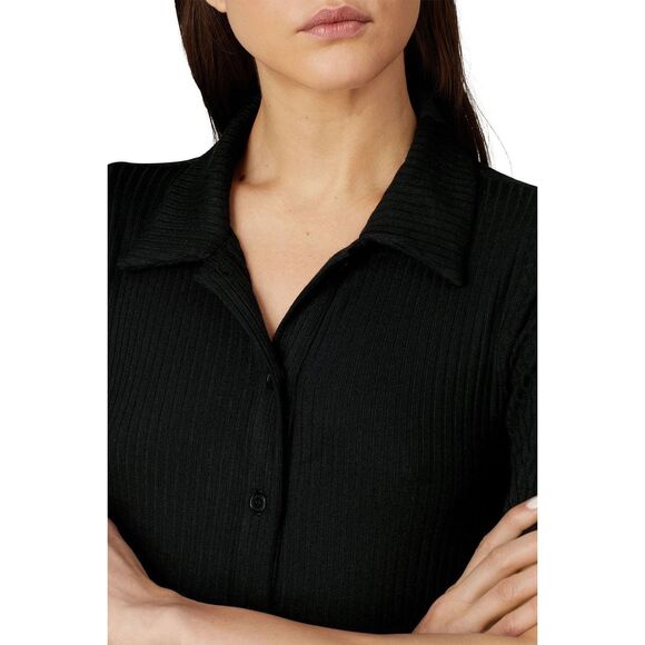 Reformation Black Betty Dress Size Small Ribbed Button Front Stretch - Picture 7 of 11